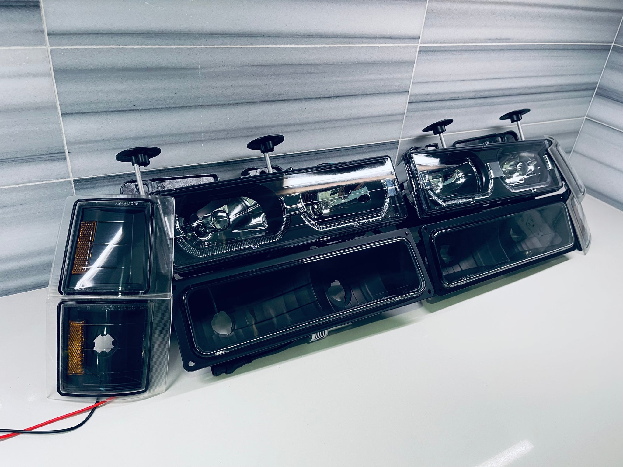 Purchase 88-98 Chevy GMC Sierra Yukon C10 C/K Pickup Black LED Halo Projector Headlights In - Foto 11